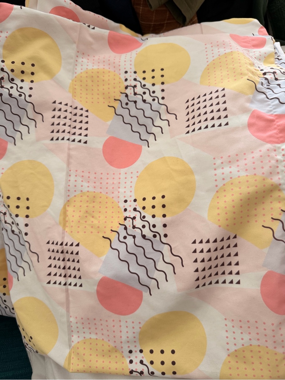 Geometric 80s print rod pocket curtains- 4 panels